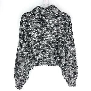 Hollister Mock Neck Chunky Knit Sweater Black Grey White Size Small